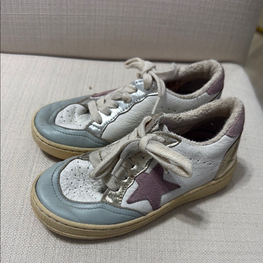 Golden Goose White and Silver Retro Sneakers